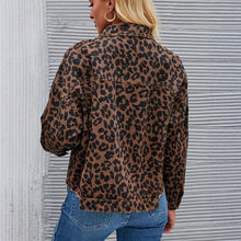 Load image into Gallery viewer, Animal Print Frayed Button Short Denim Coat