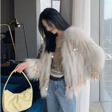 Load image into Gallery viewer, P8A Long Fur Environmental Protection Fox Fur Tassel Fur Coat