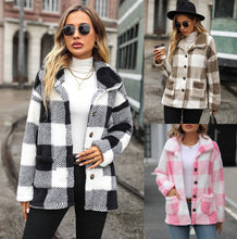 Load image into Gallery viewer, European And American Fashion Autumn And Winter Women&#39;s Lapel Long Sleeve Mid-length Plaid