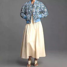 Load image into Gallery viewer, Women&#39;s Loose And Versatile Daisy Print Zipper Jacket