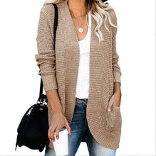 Load image into Gallery viewer, Women&#39;s Curved Placket Knitted Sweater Cardigan