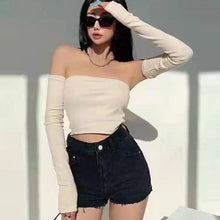 Load image into Gallery viewer, Retro Cropped Tube Top Long Sleeve Vest