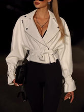 Load image into Gallery viewer, Solid Color Leather Cropped Jacket