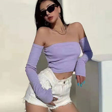 Load image into Gallery viewer, Retro Cropped Tube Top Long Sleeve Vest