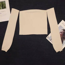 Load image into Gallery viewer, Retro Cropped Tube Top Long Sleeve Vest