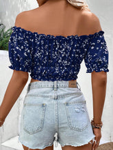 Load image into Gallery viewer, Women Vacation Style Casual Off-Shoulder Elastic Cropped Top With Floral Print