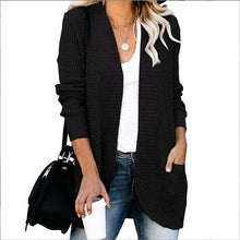Load image into Gallery viewer, Women&#39;s Curved Placket Knitted Sweater Cardigan