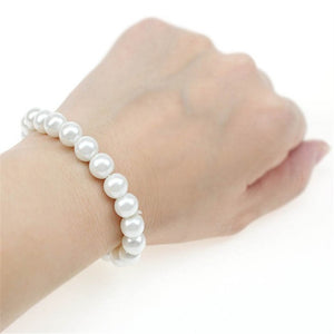 10 Pcs Imitation pearls Bracelet Set for Women Beaded Stretch Strand Bracelets for Bridesmaid,Bridal,Party Jewelry