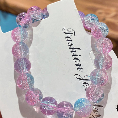 The new broken bead ice transparent two-color bracelet for students to play with hand string wholesale send boudoir honey Children's Day small gifts around the fingers