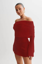 Load image into Gallery viewer, Women&#39;s Spring Summer Knitted Dress Elegant Party Boat Neck Dress Infant Off Shoulder Bodycon Long Sleeve Fuzzy Short Club Chic Mini Dress