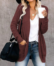 Load image into Gallery viewer, Women&#39;s Curved Placket Knitted Sweater Cardigan