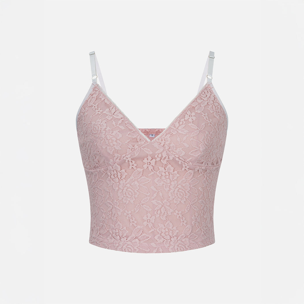 Lace Embroidery Spaghetti-strap Camisole Top Women's Clothing