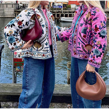 Load image into Gallery viewer, Round Neck Print Long Sleeves Jacket Coat