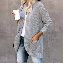 Load image into Gallery viewer, Women&#39;s Curved Placket Knitted Sweater Cardigan