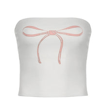 Load image into Gallery viewer, European And American Sweet And Spicy Style Bow Print Slim Tube Top