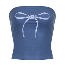 Load image into Gallery viewer, European And American Sweet And Spicy Style Bow Print Slim Tube Top