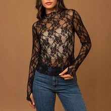 Load image into Gallery viewer, Sheer Mesh Sexy Pure Lace Slim-fit Base T-shirt