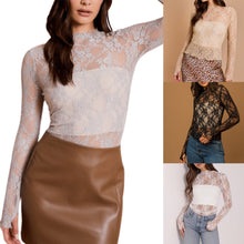 Load image into Gallery viewer, Sheer Mesh Sexy Pure Lace Slim-fit Base T-shirt