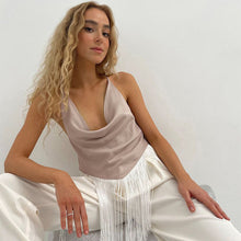 Load image into Gallery viewer, Women&#39;s Solid Color Swing Collar Design Tassel Suspender Vest