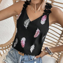 Load image into Gallery viewer, Women&#39;s Printed Feather Pattern Design V-neck Fashionable Slimming Camisole Vest