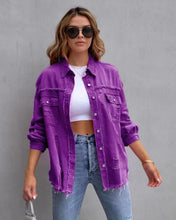 Load image into Gallery viewer, Fashion Ripped Shirt Jacket Female Autumn And Spring Casual Tops Womens Clothing