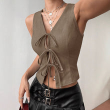 Load image into Gallery viewer, Women&#39;s Lace Up Slim Fit Top