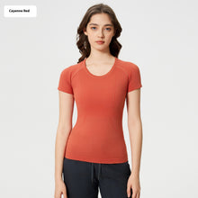 Load image into Gallery viewer, Women&#39;s Short Sleeve Round Neck Sports Running Fitness Top