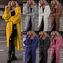 Load image into Gallery viewer, Loose Knitted Cardigan Pocket Long Lantern Sleeve Sweater