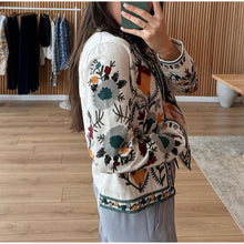 Load image into Gallery viewer, Round Neck Print Long Sleeves Jacket Coat