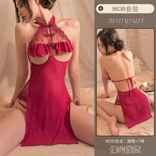Load image into Gallery viewer, Sexy Lingerie Cutout Lace Seduction Cheongsam Hot Small Chest See-through Uniform Pajamas