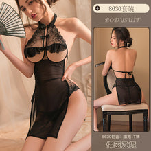 Load image into Gallery viewer, Sexy Lingerie Cutout Lace Seduction Cheongsam Hot Small Chest See-through Uniform Pajamas
