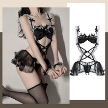 Load image into Gallery viewer, Black Silk Maid Sexy Underwear Suit