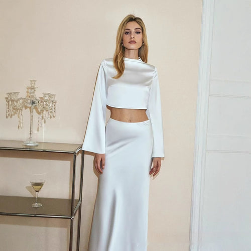 European And American Fashion High-grade Acetate Button Top Solid Color Suit Drape Skirt