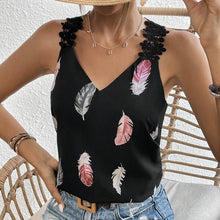 Load image into Gallery viewer, Women&#39;s Printed Feather Pattern Design V-neck Fashionable Slimming Camisole Vest