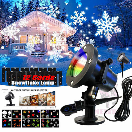 48 Pattern Christmas Projector Laser Light Snow LED Lamp Landscape Garden XMAS