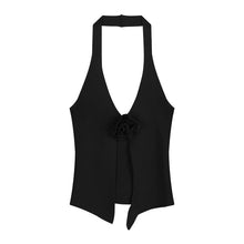 Load image into Gallery viewer, Three-dimensional Flower Knitted Halter Spaghetti Straps Vest