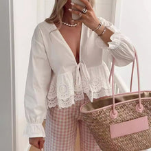 Load image into Gallery viewer, Deep V-neck Long Sleeve Shirt Top