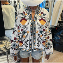Load image into Gallery viewer, Round Neck Print Long Sleeves Jacket Coat