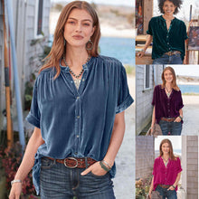 Load image into Gallery viewer, Women&#39;s Solid Color Short-sleeved Round Neck Shirt