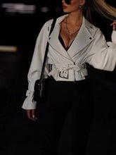 Load image into Gallery viewer, Solid Color Leather Cropped Jacket