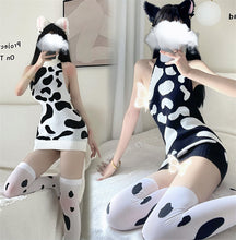 Load image into Gallery viewer, Japanese Girl Cow Print Short Skirt And Long Pajamas