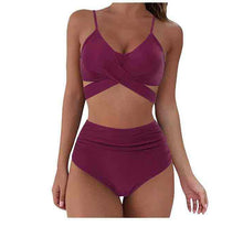 Load image into Gallery viewer, Women Sexy Soild Print Bikini Set Push Up Bathing Swimwear