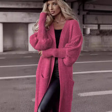 Load image into Gallery viewer, Loose Knitted Cardigan Pocket Long Lantern Sleeve Sweater