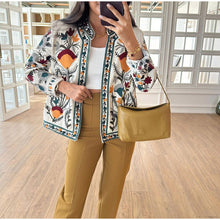 Load image into Gallery viewer, Round Neck Print Long Sleeves Jacket Coat