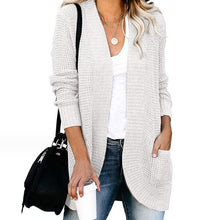 Load image into Gallery viewer, Women&#39;s Curved Placket Knitted Sweater Cardigan