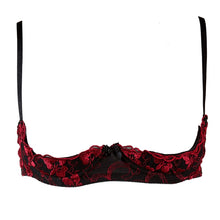 Load image into Gallery viewer, 1/4 Cup Sexy Bra Crotchless Panties Set Embroidery Lingerie Thin Temptation Bra and Panty with Garters Sets Women Intimates