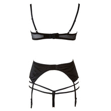 Load image into Gallery viewer, 1/4 Cup Sexy Bra Crotchless Panties Set Embroidery Lingerie Thin Temptation Bra and Panty with Garters Sets Women Intimates