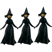 Load image into Gallery viewer, 1.7m Light-Up Witches with Stakes Halloween Decorations Outdoor Holding Hands Screaming Witches Sound Activated Sensor Decor