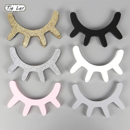 1 Pair Nordic Style Cute Wooden 3D Eyelash Wall Sticker Decor Children Kids Baby Room Background Wall Sticker Home Decoration