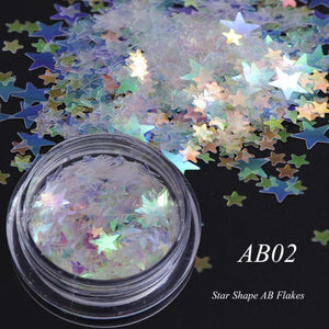 1 box Holographic Nail Glitter Mix Star Round Heart Flakes Mermaid Mirror Irregular Paillette Sequins 3D Nail Art Decor TR680/AB